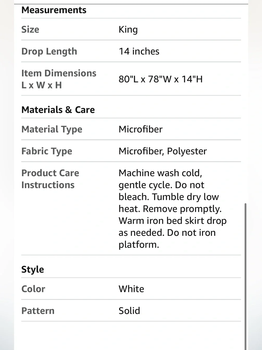 WHITE Eyelet Bed Skirt 14” Drop - KING